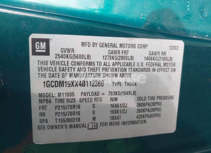 Photo 9 of 2004 Chevrolet Astro (VIN 1GCDM19XX4B112360)