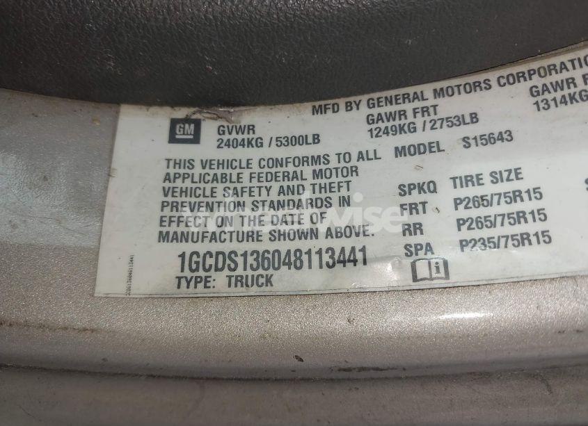 Photo 9 of 2004 Chevrolet Colorado (VIN 1GCDS136048113441)