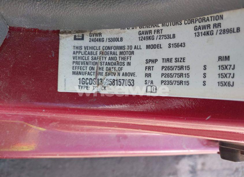 Photo 9 of 2005 Chevrolet Colorado LS (VIN 1GCDS136058157053)