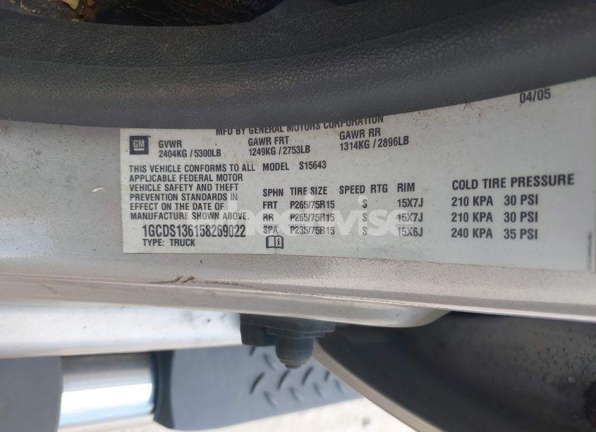 Photo 9 of 2005 Chevrolet Colorado LS (VIN 1GCDS136158269022)