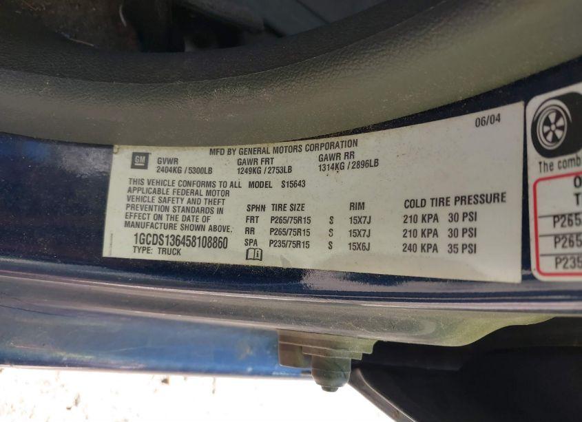 Photo 9 of 2005 Chevrolet Colorado LS (VIN 1GCDS136458108860)