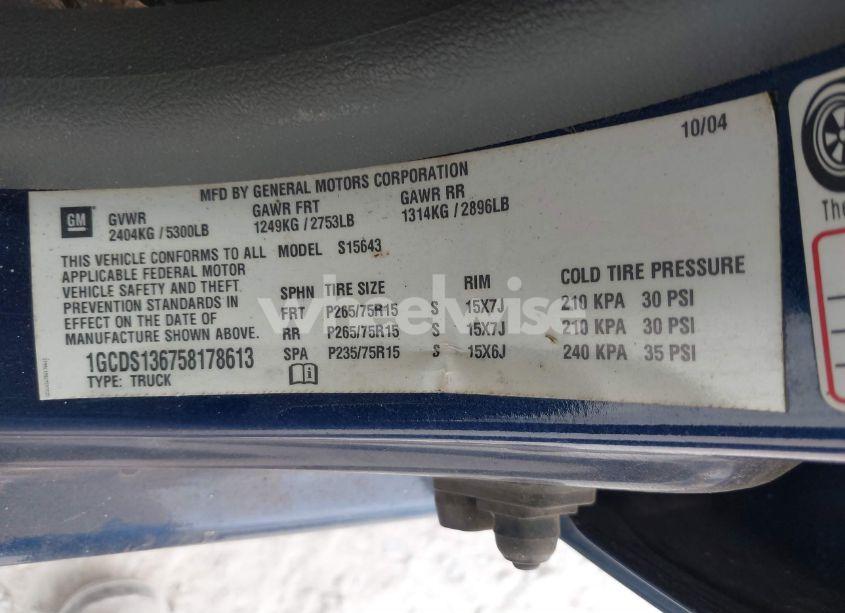 Photo 9 of 2005 Chevrolet Colorado LS (VIN 1GCDS136758178613)