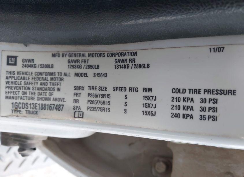 Photo 9 of 2008 Chevrolet Colorado LT (VIN 1GCDS13E188167487)