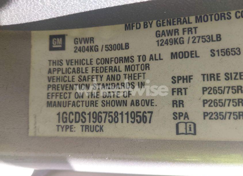 Photo 9 of 2005 Chevrolet Colorado LS (VIN 1GCDS196758119567)