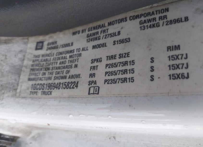 Photo 9 of 2004 Chevrolet Colorado LS (VIN 1GCDS196948158224)