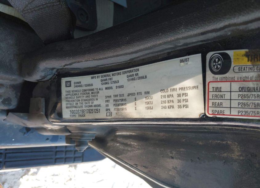 Photo 9 of 2007 Chevrolet Colorado LT (VIN 1GCDS19E178251251)