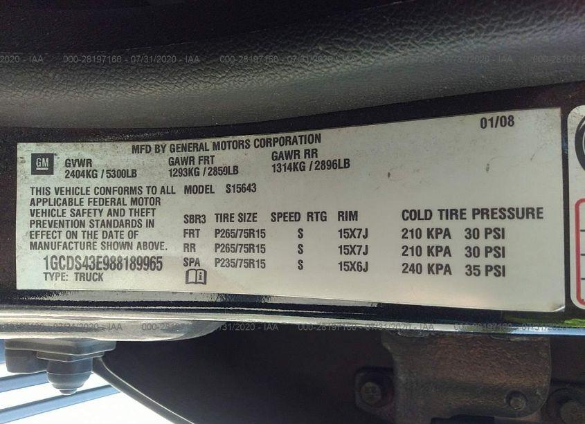 Photo 9 of 2008 Chevrolet Colorado LT (VIN 1GCDS43E988189965)