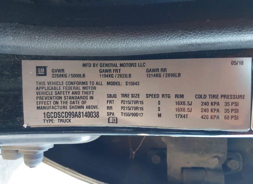 Photo 9 of 2010 Chevrolet Colorado 1LT (VIN 1GCDSCD99A8140038)