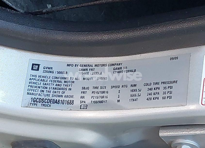 Photo 9 of 2010 Chevrolet Colorado 1LT (VIN 1GCDSCDE0A8101688)