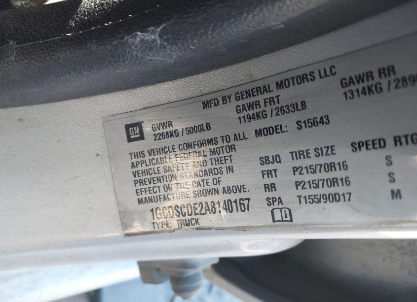 Photo 9 of 2010 Chevrolet Colorado 1LT (VIN 1GCDSCDE2A8140167)