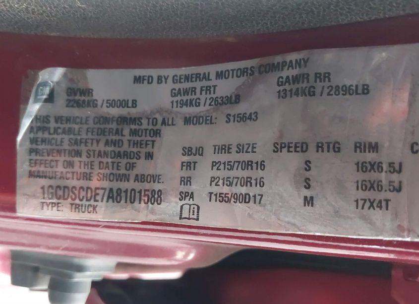 Photo 9 of 2010 Chevrolet Colorado 1LT (VIN 1GCDSCDE7A8101588)