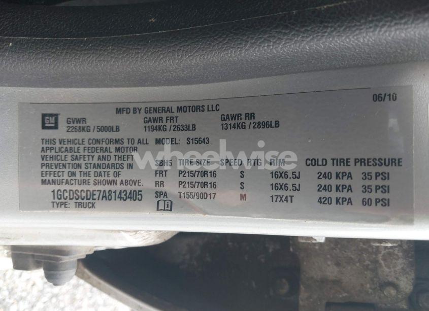 Photo 9 of 2010 Chevrolet Colorado 1LT (VIN 1GCDSCDE7A8143405)