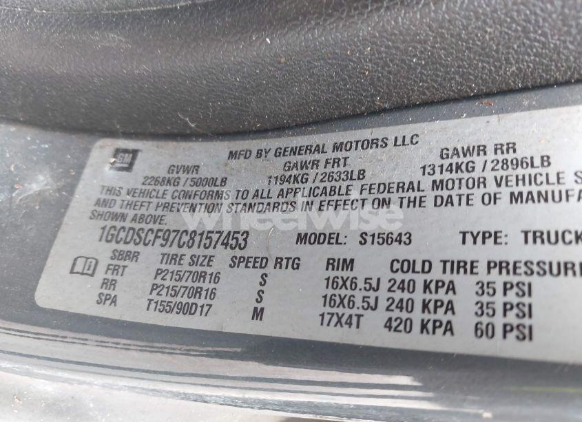 Photo 9 of 2012 Chevrolet Colorado 1LT (VIN 1GCDSCF97C8157453)