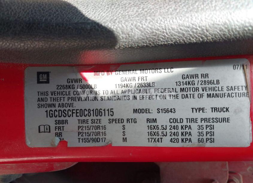 Photo 9 of 2012 Chevrolet Colorado 1LT (VIN 1GCDSCFE0C8106115)