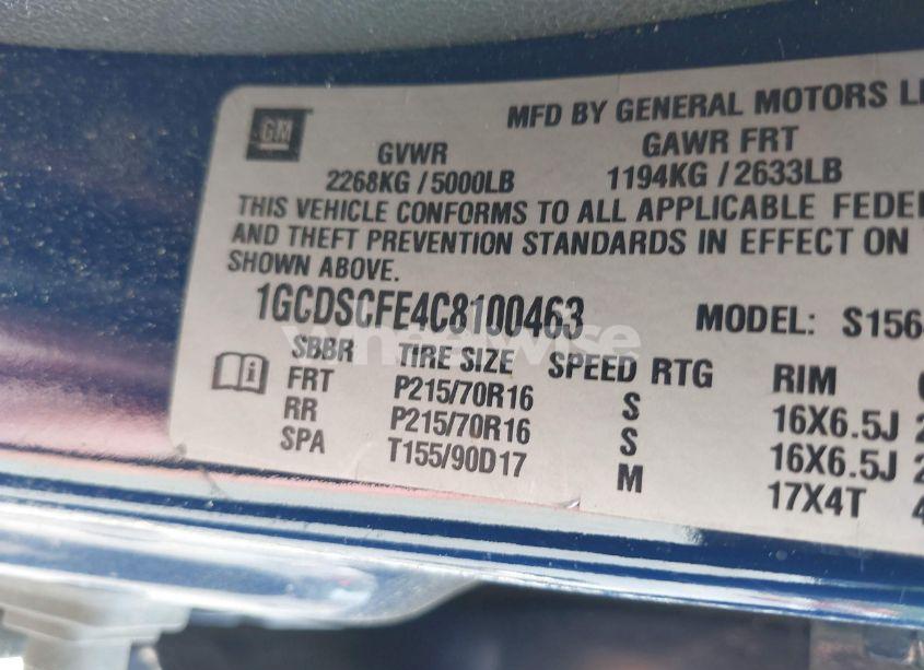 Photo 9 of 2012 Chevrolet Colorado 1LT (VIN 1GCDSCFE4C8100463)