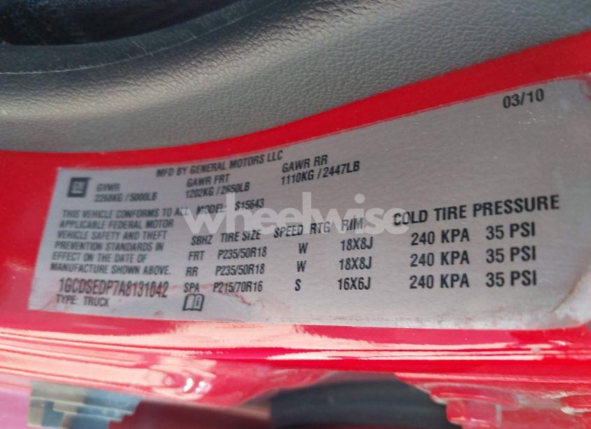 Photo 9 of 2010 Chevrolet Colorado 3LT (VIN 1GCDSEDP7A8131042)