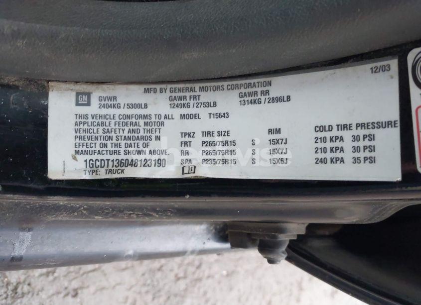 Photo 9 of 2004 Chevrolet Colorado LS (VIN 1GCDT136048123190)