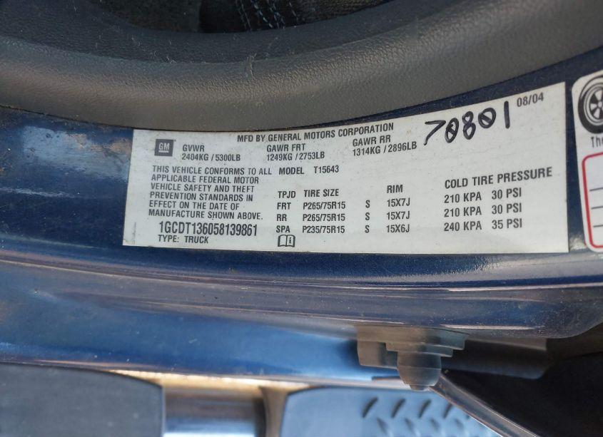 Photo 9 of 2005 Chevrolet Colorado LS (VIN 1GCDT136058139861)