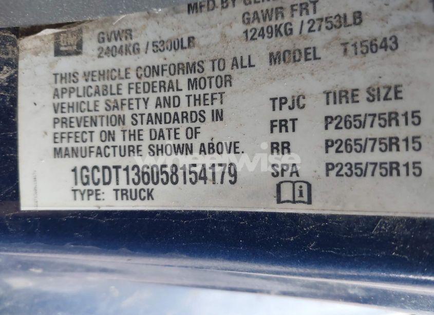 Photo 9 of 2005 Chevrolet Colorado LS (VIN 1GCDT136058154179)