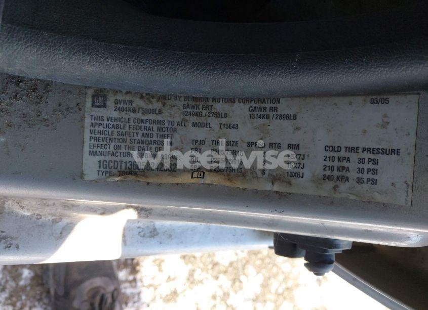 Photo 9 of 2005 Chevrolet Colorado LS (VIN 1GCDT136058242682)