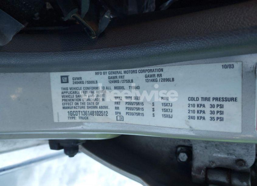 Photo 9 of 2004 Chevrolet Colorado LS (VIN 1GCDT136148102512)