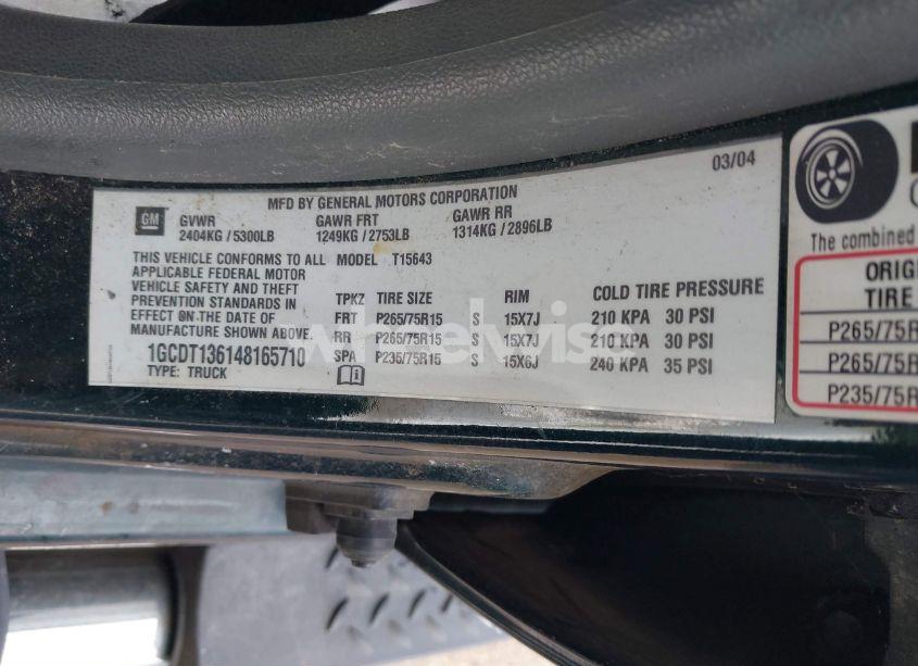 Photo 9 of 2004 Chevrolet Colorado LS (VIN 1GCDT136148165710)