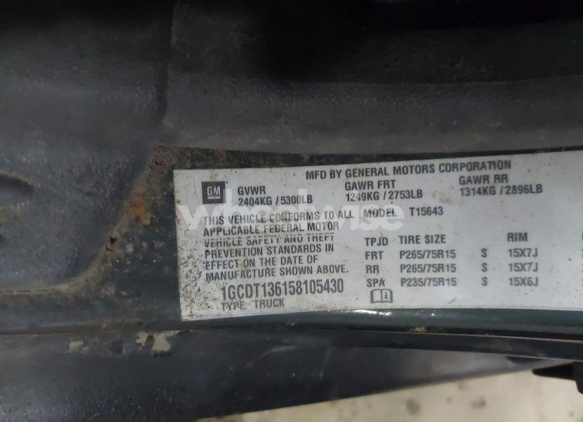 Photo 9 of 2005 Chevrolet Colorado 1SF LS Z71 (VIN 1GCDT136158105430)