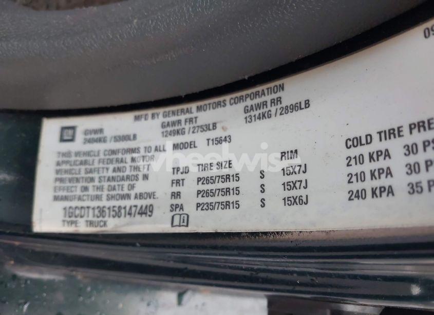 Photo 9 of 2005 Chevrolet Colorado LS (VIN 1GCDT136158147449)