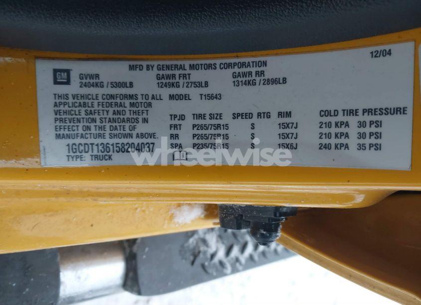 Photo 9 of 2005 Chevrolet Colorado LS (VIN 1GCDT136158204037)