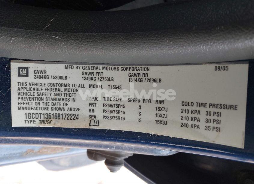 Photo 9 of 2006 Chevrolet Colorado LT (VIN 1GCDT136168172224)