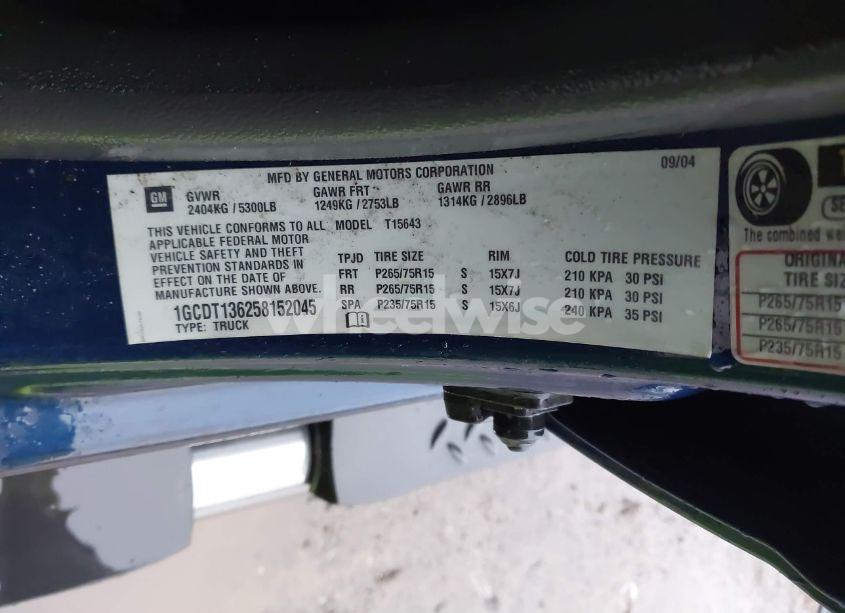 Photo 9 of 2005 Chevrolet Colorado LS (VIN 1GCDT136258152045)