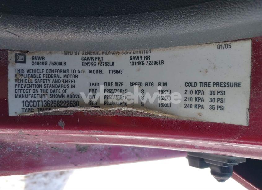 Photo 9 of 2005 Chevrolet Colorado LS (VIN 1GCDT136258222630)