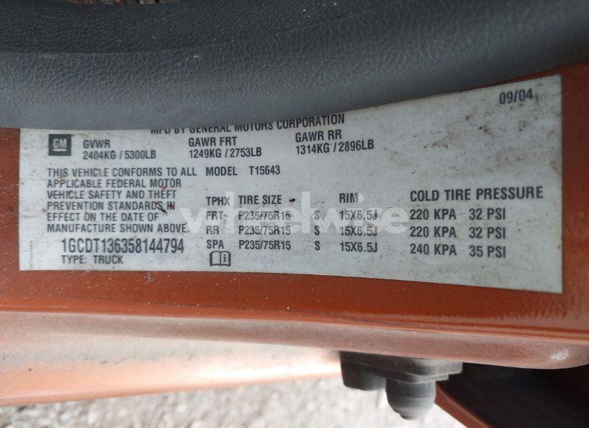 Photo 9 of 2005 Chevrolet Colorado LS (VIN 1GCDT136358144794)