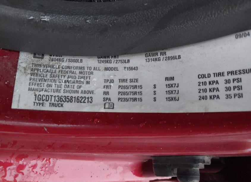 Photo 9 of 2005 Chevrolet Colorado LS (VIN 1GCDT136358162213)