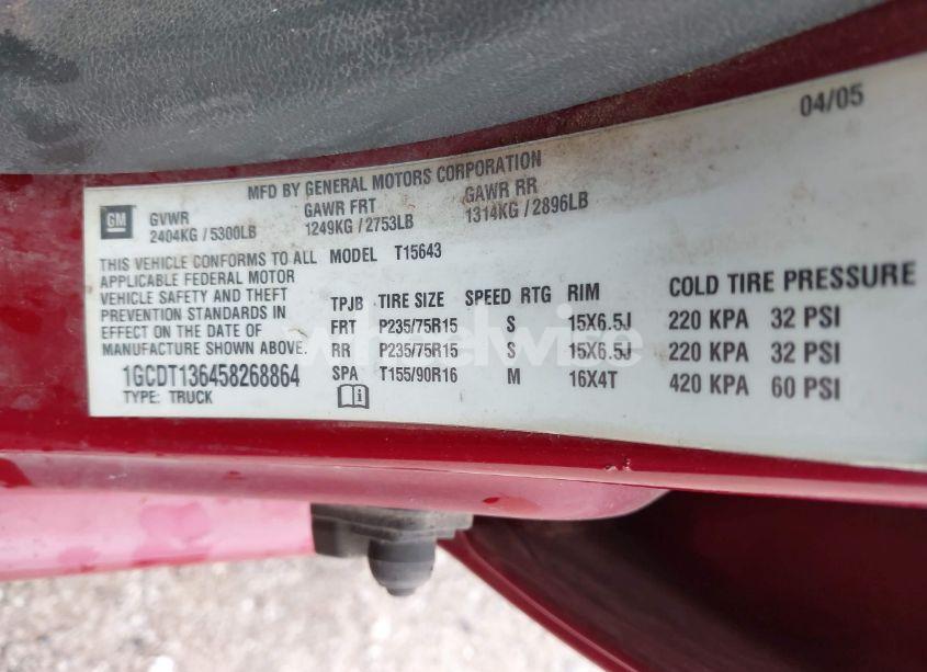 Photo 9 of 2005 Chevrolet Colorado LS (VIN 1GCDT136458268864)