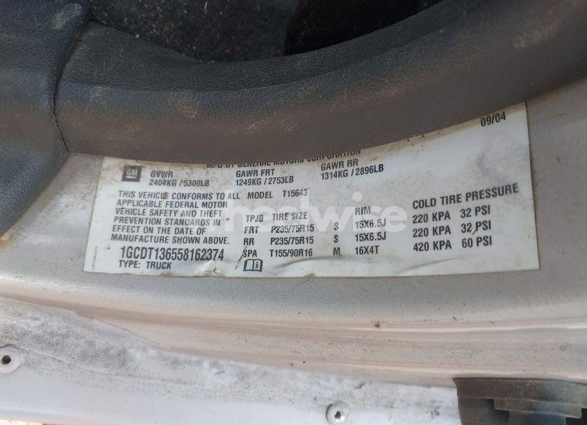 Photo 9 of 2005 Chevrolet Colorado LS (VIN 1GCDT136558162374)