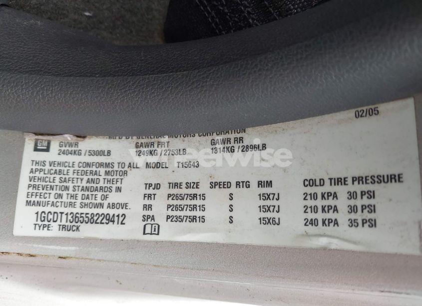 Photo 9 of 2005 Chevrolet Colorado LS (VIN 1GCDT136558229412)