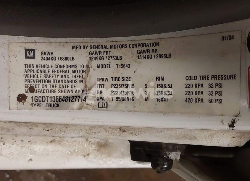 Photo 9 of 2004 Chevrolet Colorado LS (VIN 1GCDT136648127714)