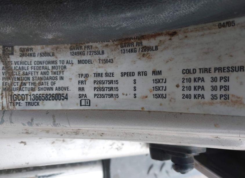 Photo 9 of 2005 Chevrolet Colorado LS (VIN 1GCDT136658260054)