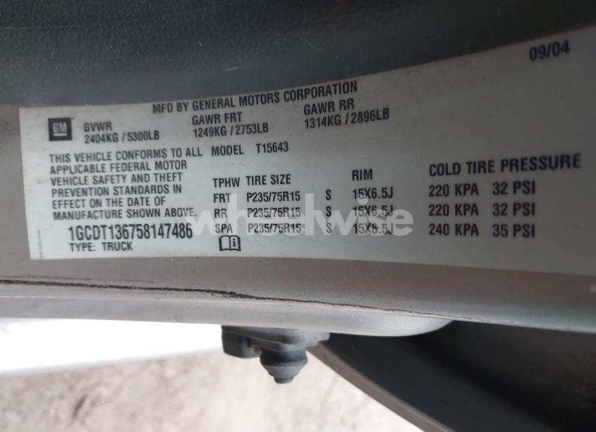 Photo 9 of 2005 Chevrolet Colorado LS (VIN 1GCDT136758147486)