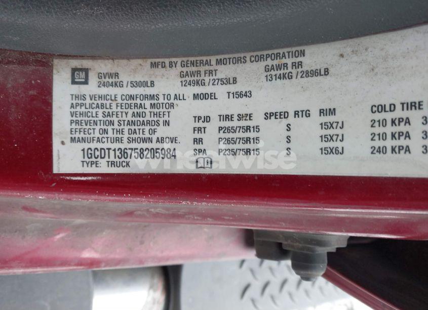 Photo 9 of 2005 Chevrolet Colorado LS (VIN 1GCDT136758205984)