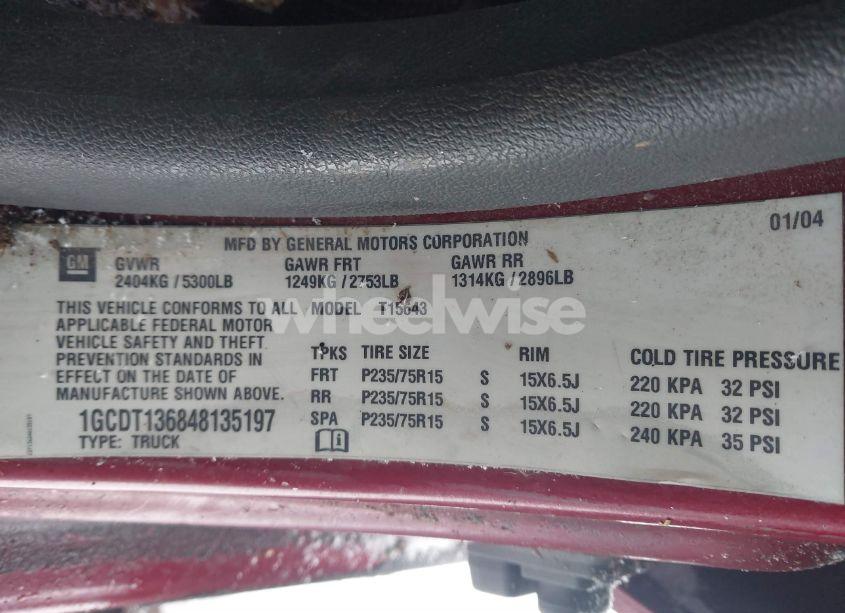 Photo 9 of 2004 Chevrolet Colorado LS (VIN 1GCDT136848135197)