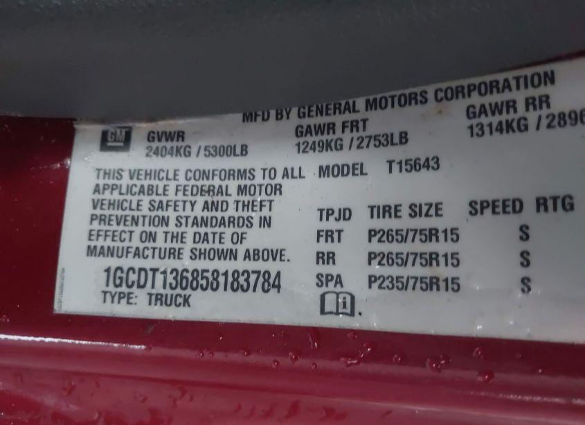 Photo 9 of 2005 Chevrolet Colorado LS (VIN 1GCDT136858183784)