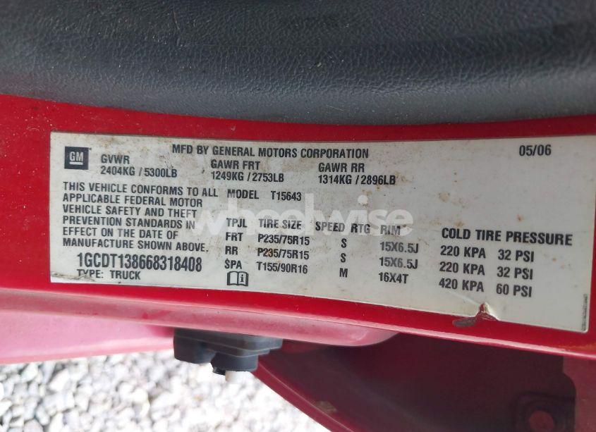 Photo 9 of 2006 Chevrolet Colorado LT (VIN 1GCDT138668318408)