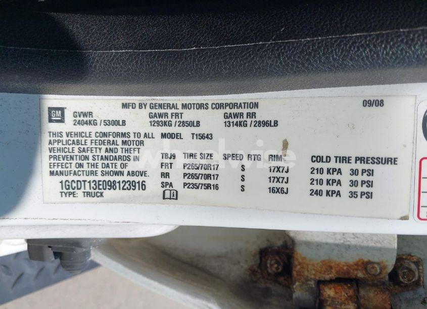 Photo 9 of 2009 Chevrolet Colorado LT (VIN 1GCDT13E098123916)