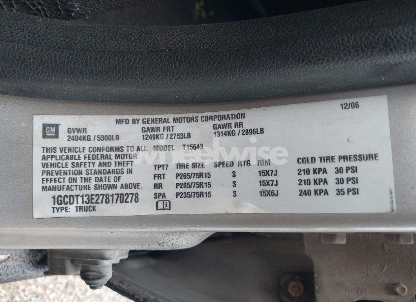 Photo 9 of 2007 Chevrolet Colorado LT (VIN 1GCDT13E278170278)