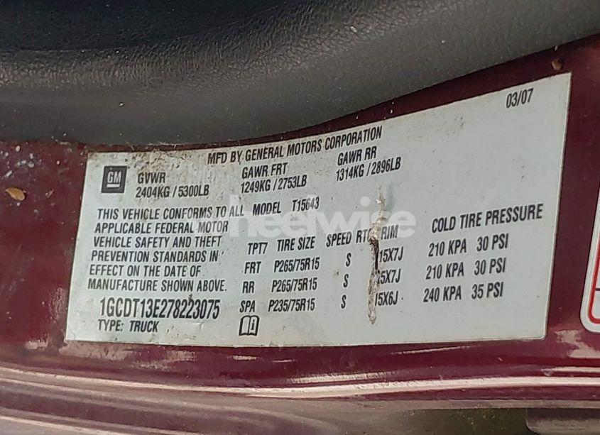 Photo 9 of 2007 Chevrolet Colorado LT (VIN 1GCDT13E278223075)