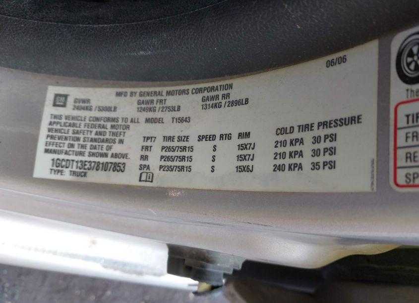 Photo 9 of 2007 Chevrolet Colorado LT (VIN 1GCDT13E378107853)