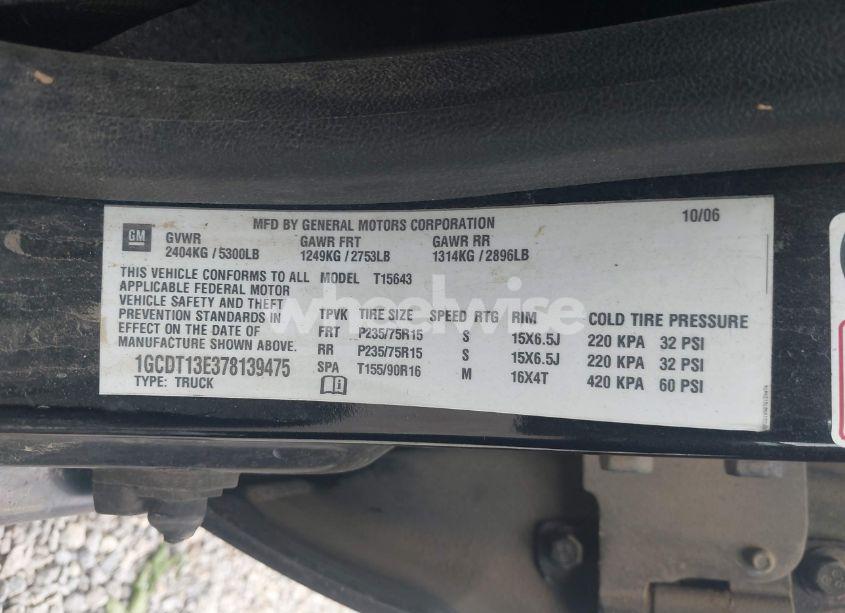 Photo 9 of 2007 Chevrolet Colorado LT (VIN 1GCDT13E378139475)