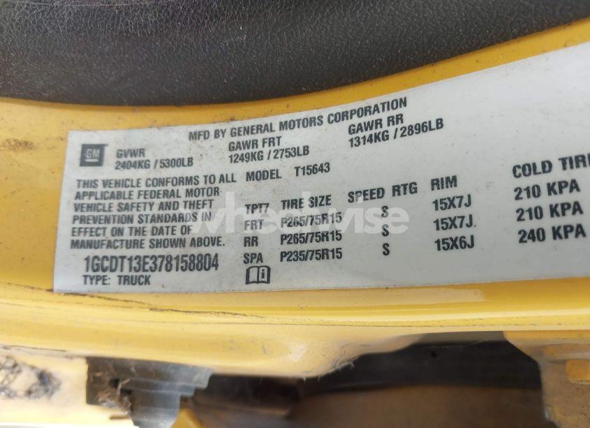 Photo 9 of 2007 Chevrolet Colorado LT (VIN 1GCDT13E378158804)